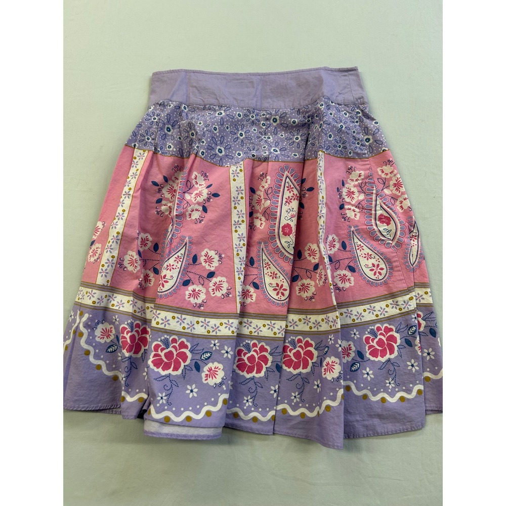 George Girls Floral Paisley Skirt Spring Lilac Purple Pink Size 12 Side Zip